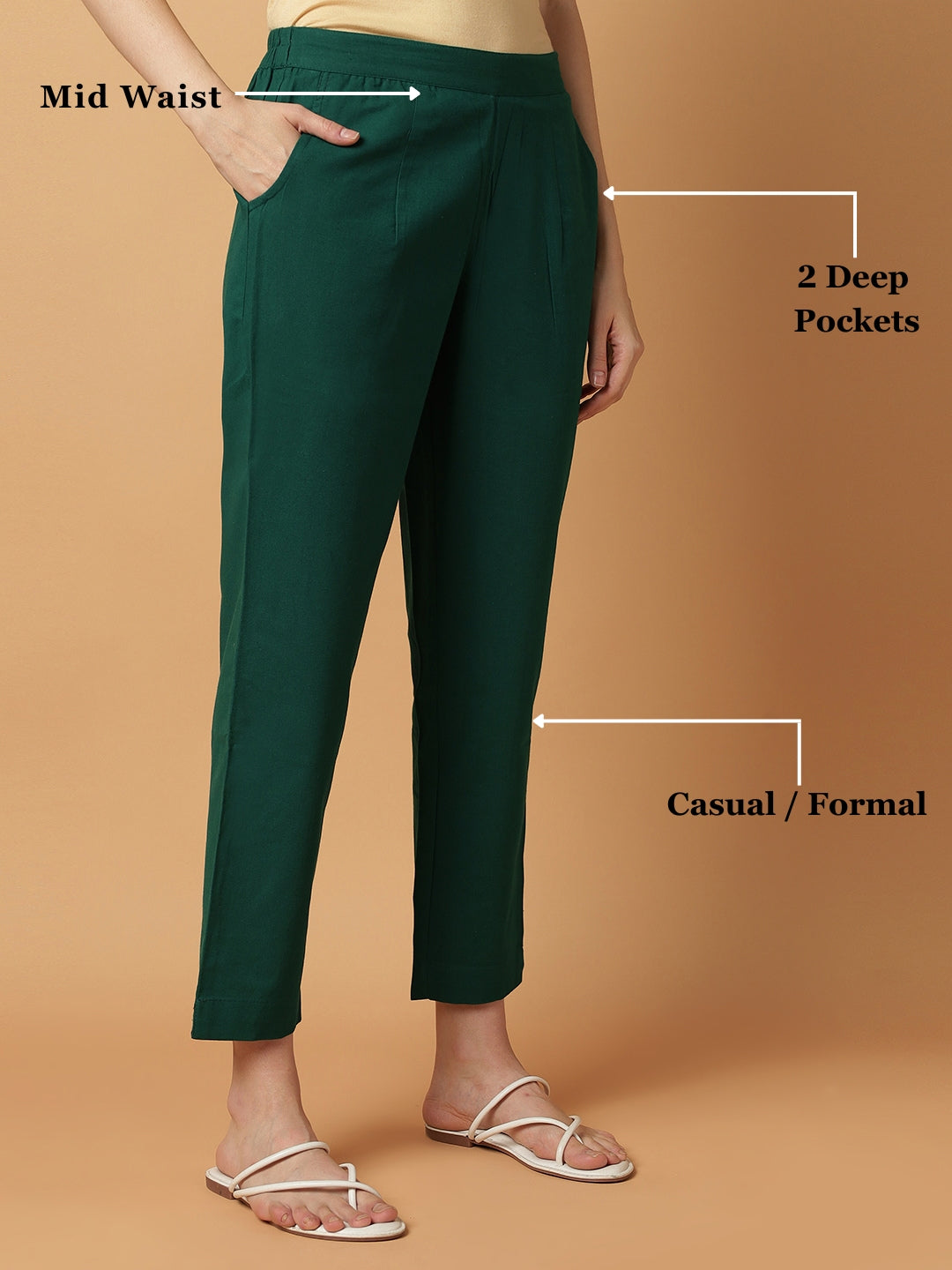 Bottle-Green Premium Cotton Pant