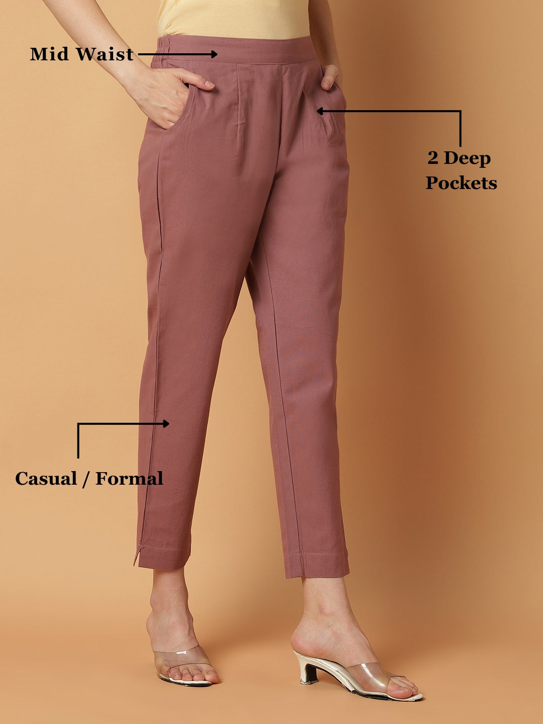 Rose-Taupe Premium Cotton Pant