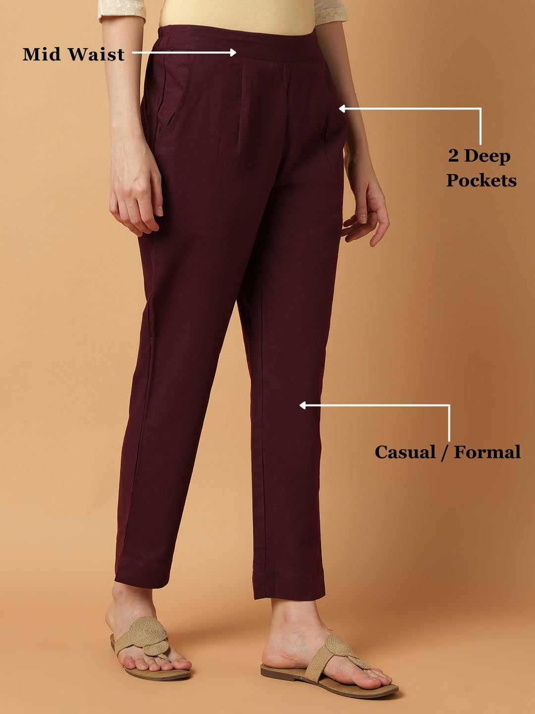 Wine Premium Cotton Trouser