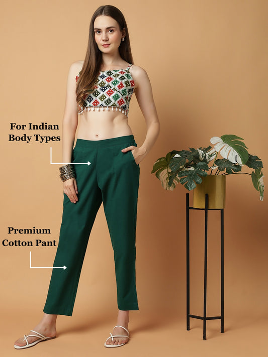 Bottle-Green Premium Cotton Pant