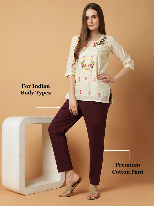 Wine Premium Cotton Trouser