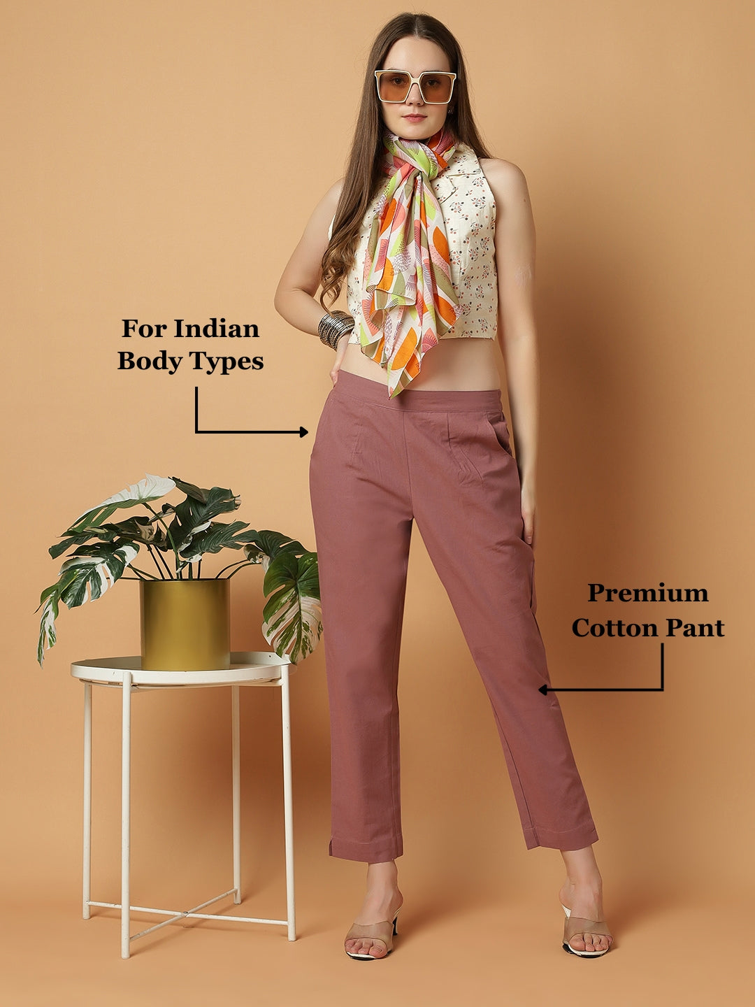 Rose-Taupe Premium Cotton Pant