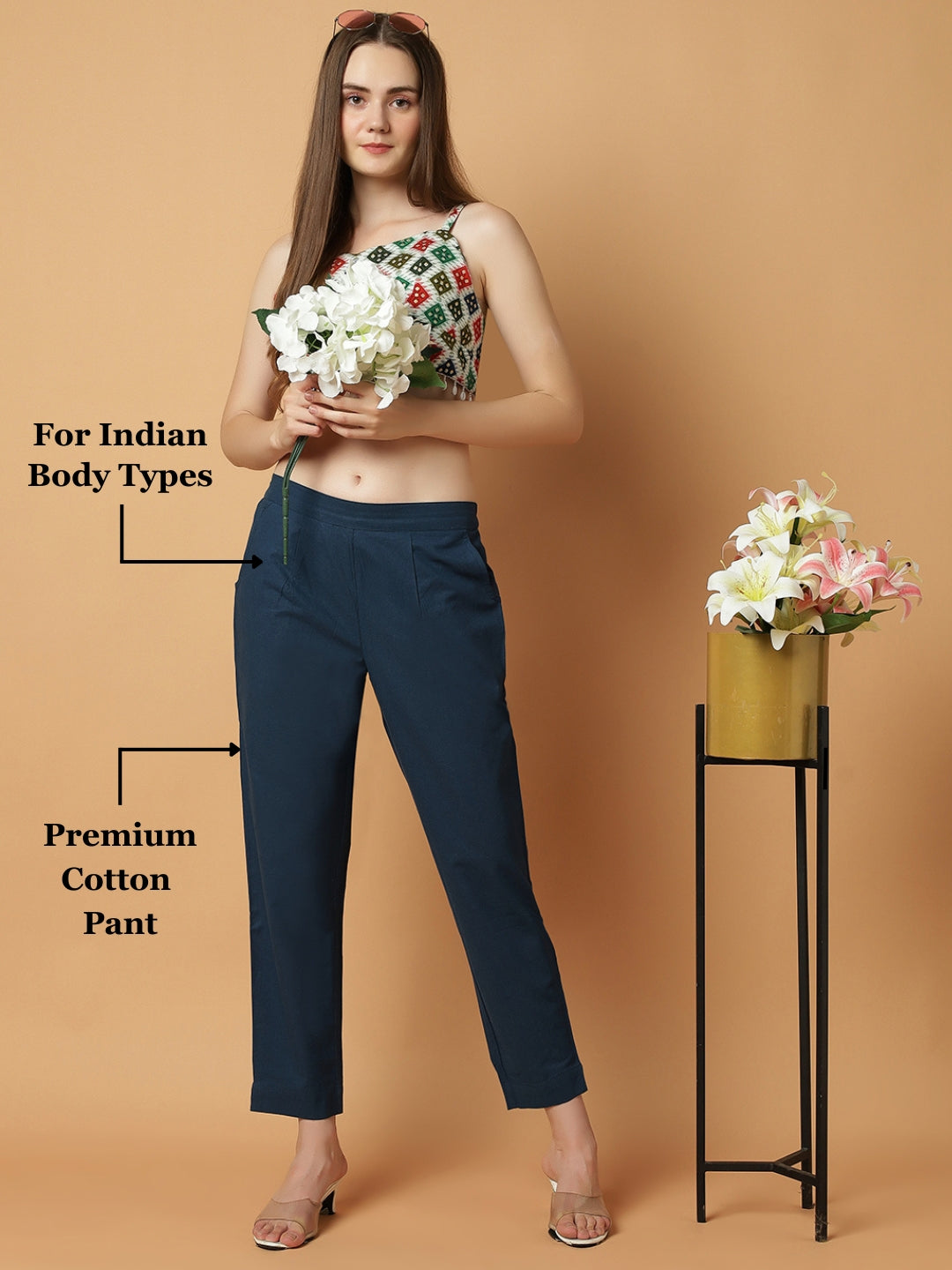 Peacock-Blue Premium Cotton Pant